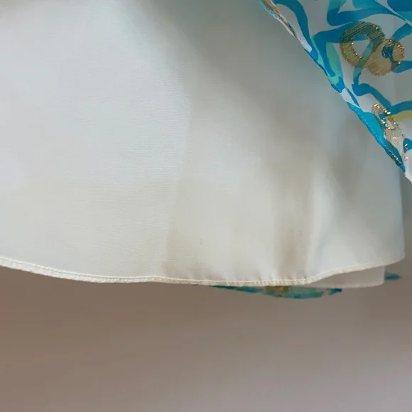 Lily Pulitzer silk tunic dress with blue floral and metallic pattern, spring! - Picture 10 of 10